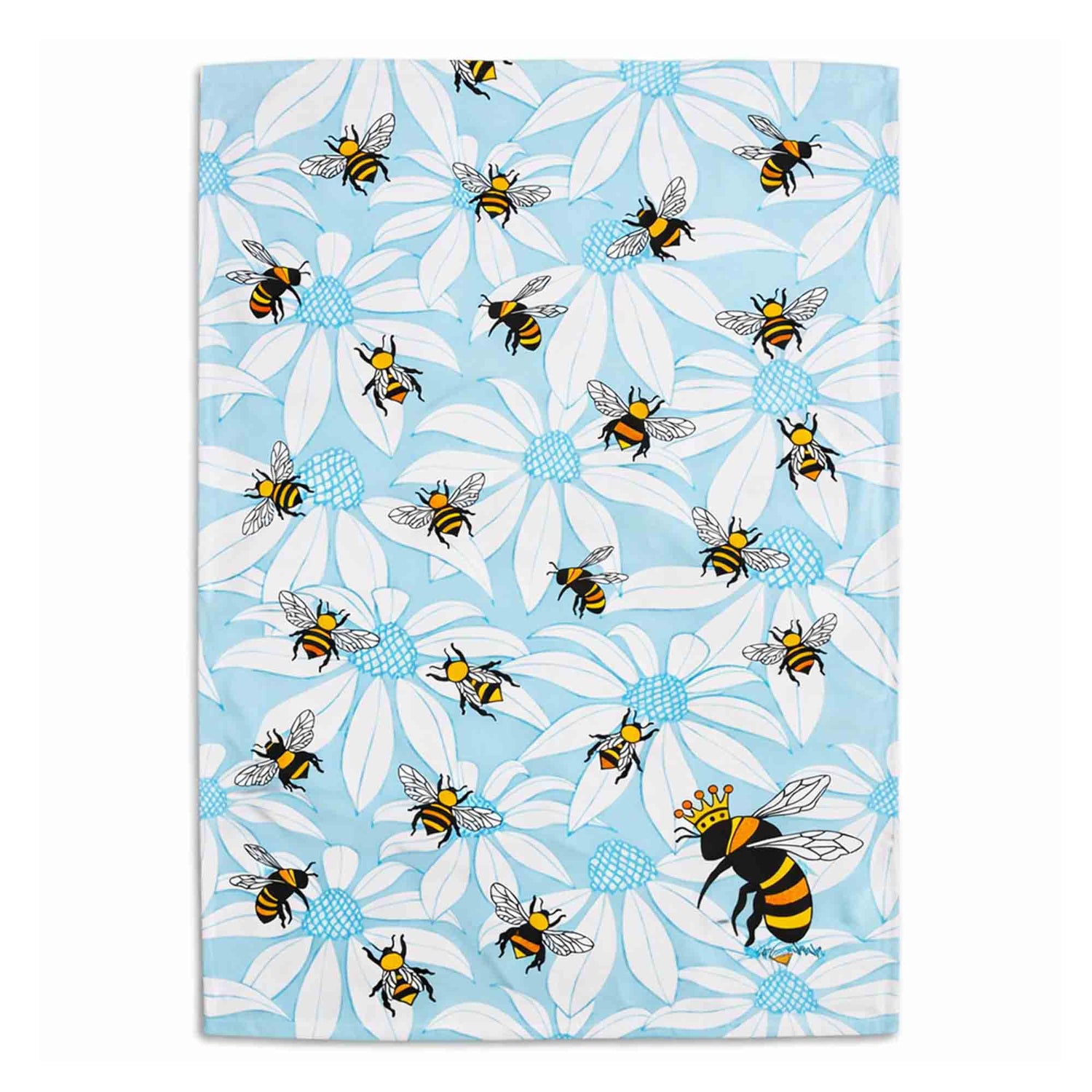 Flower Bees 100% Cotton Tea Towel