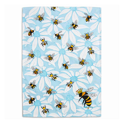 Flower Bees 100% Cotton Tea Towel