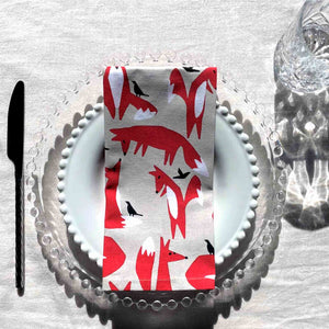 100% COTTON CLOTH NAPKIN - FOXES 45cm Set of 4