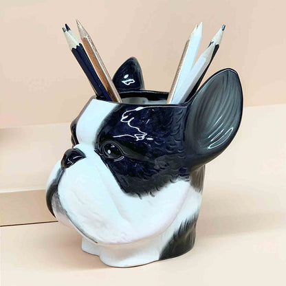 Ceramic pen holder shaped like a dog&