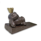 decorative frog doorstop with crown