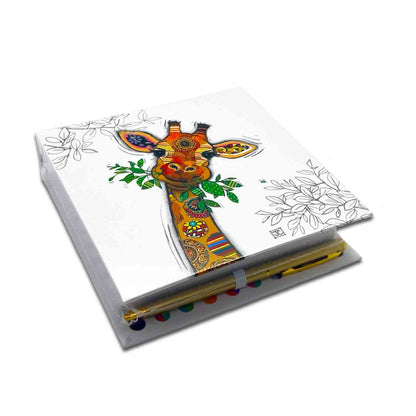 Gina Giraffe Bug Art Kook Hardcover Memo Pad with Pen