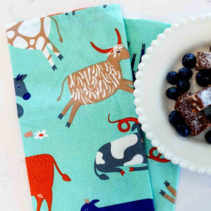 GREEN COWS 100% Cotton Tea Towel