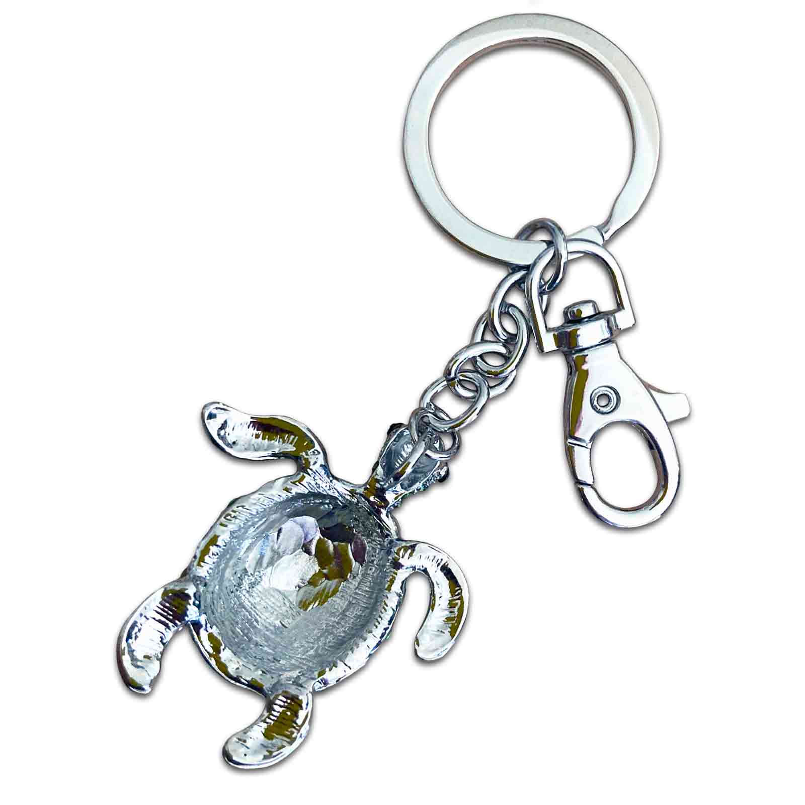 Green Turtle (back) - Australian Animal &quot;Aussie Bling&quot; Metal Keyring