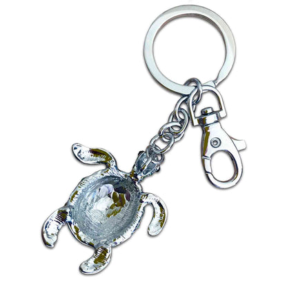Green Turtle (back) - Australian Animal &quot;Aussie Bling&quot; Metal Keyring