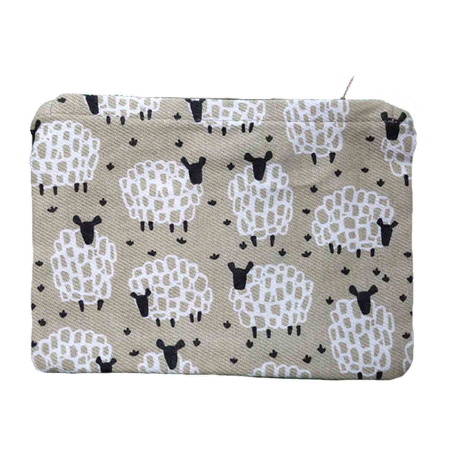 GREY SHEEP 100% Cotton Zip Pouch / Coin, Pencil Case, Makeup