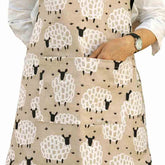 Grey sheep apron - close up of large pocket
