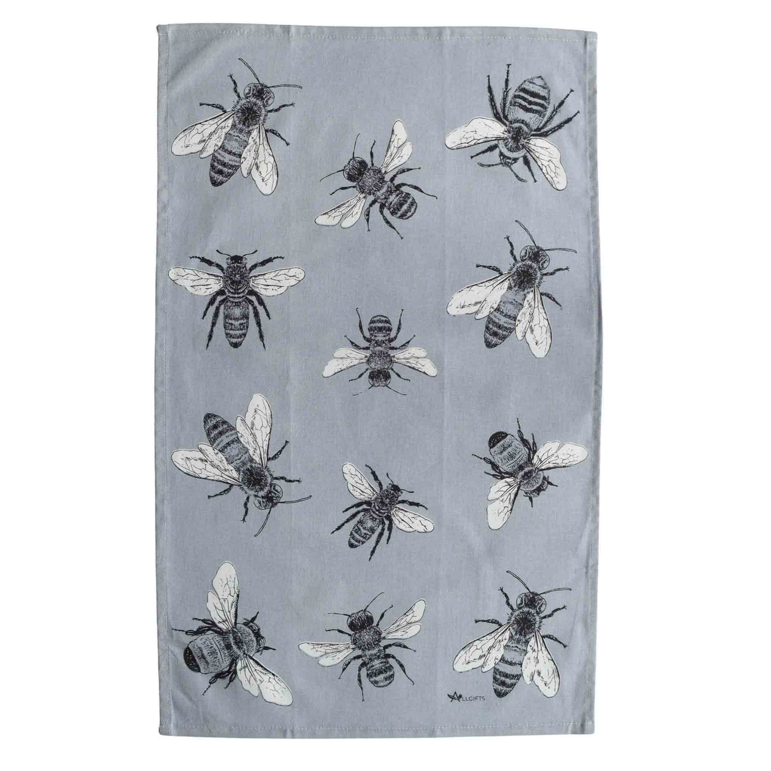 Grey Sketch Bees Cotton Tea Towel – 100% cotton Australian kitchen textile
