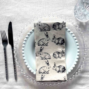 100% COTTON CLOTH NAPKIN - HARES (RABBIT) 45cm Set of 4