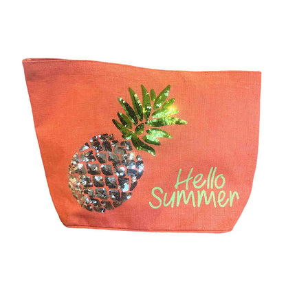 Hello Summer Sequin Pineapple Beach Bag Tote