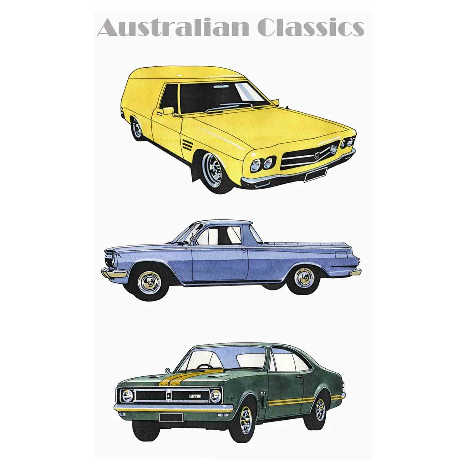 Holden - Australian Classic Cars 100% Cotton Tea Towel