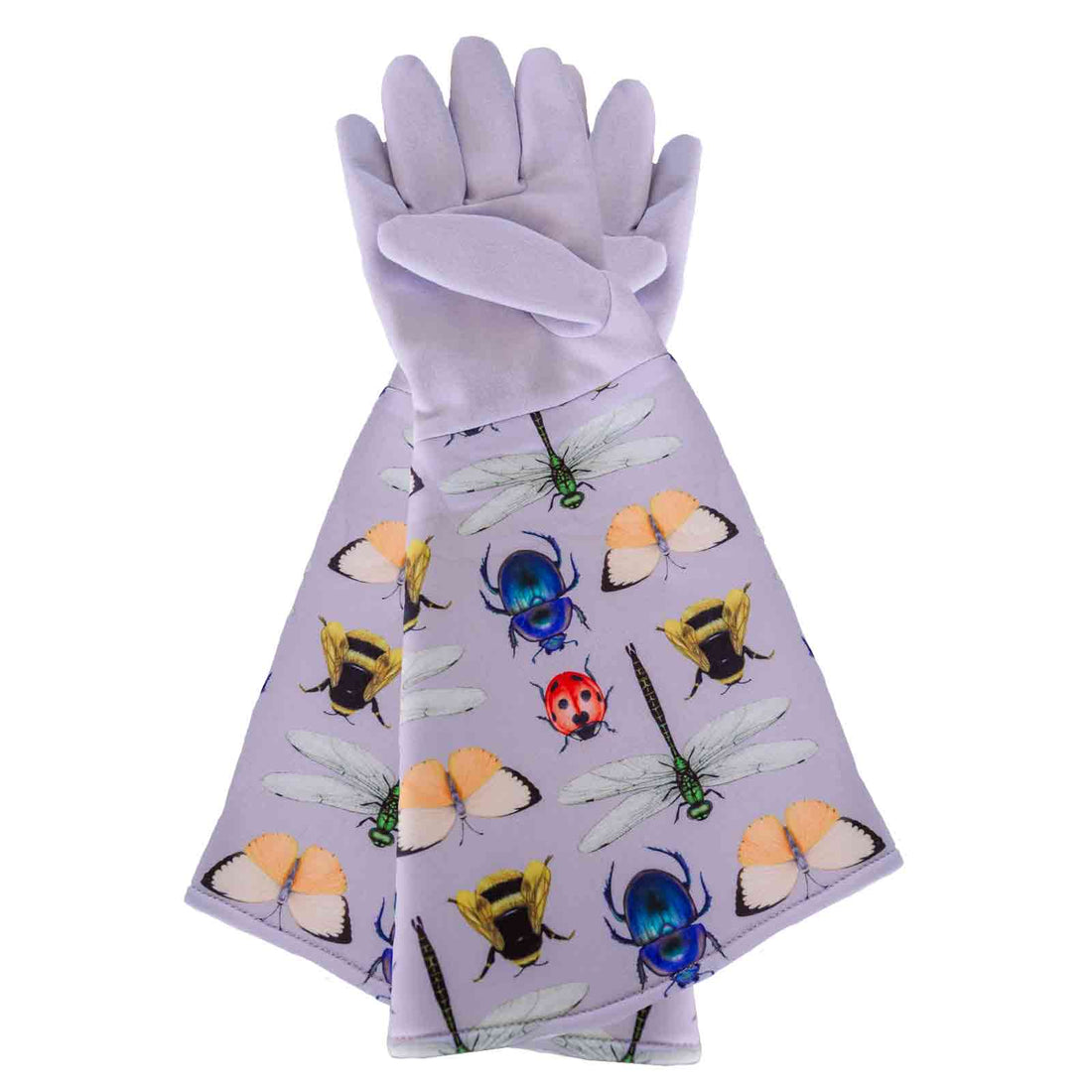 Gloves with insect design on a white background