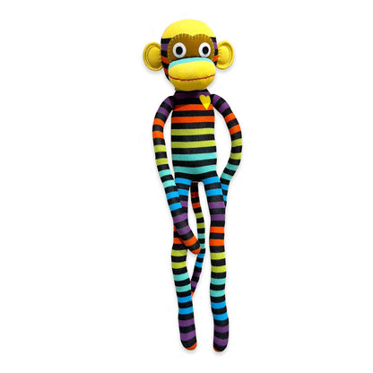 Jax 70cm multi-coloured stripe sock monkey plush toy