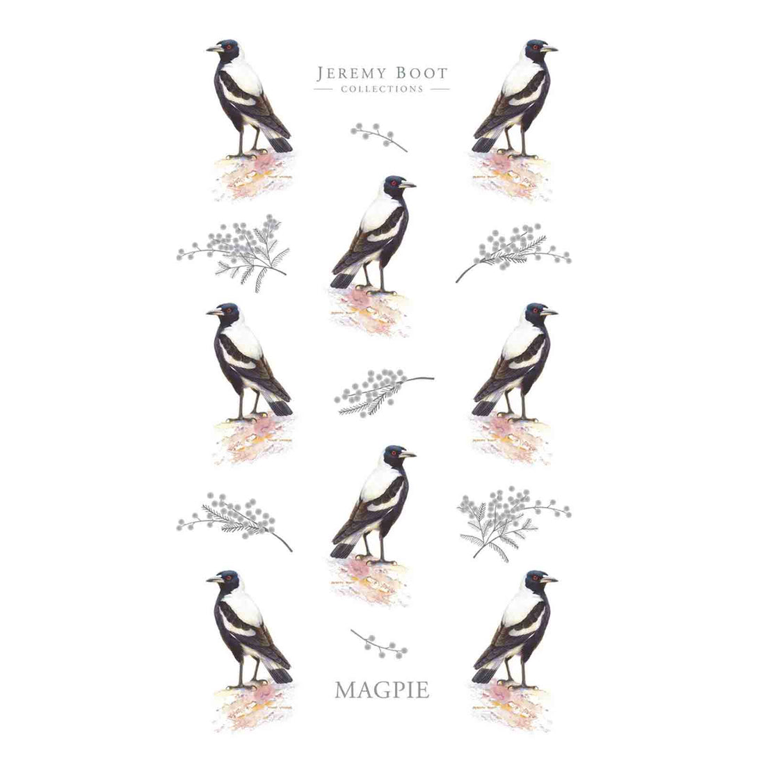 Jeremy Boot Magpie Birds of Australia 100% Cotton Tea Towel