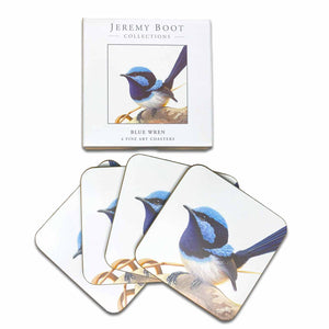 Jeremy Boot Collections Blue Wren Australian Birds Fine Art Coasters