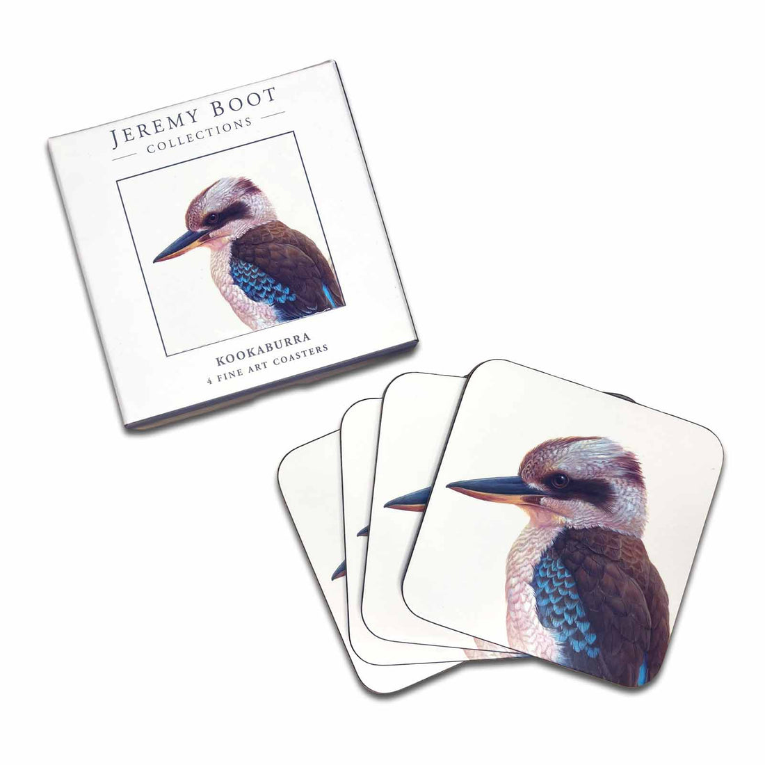 Jeremy Boot Collection Set of 4 Gift Boxed Kookaburra Australian Birds Fine Art Coasters