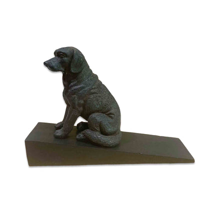 Resin Labrador Dog on a Wooden Door Wedge