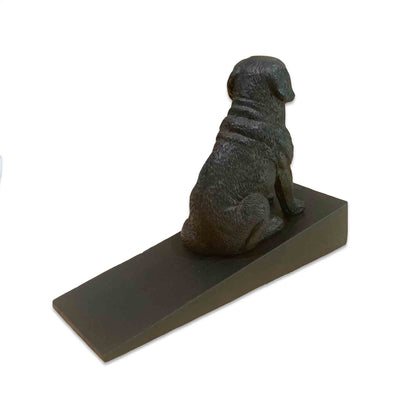 Resin Labrador Dog on a Wooden Door Wedge