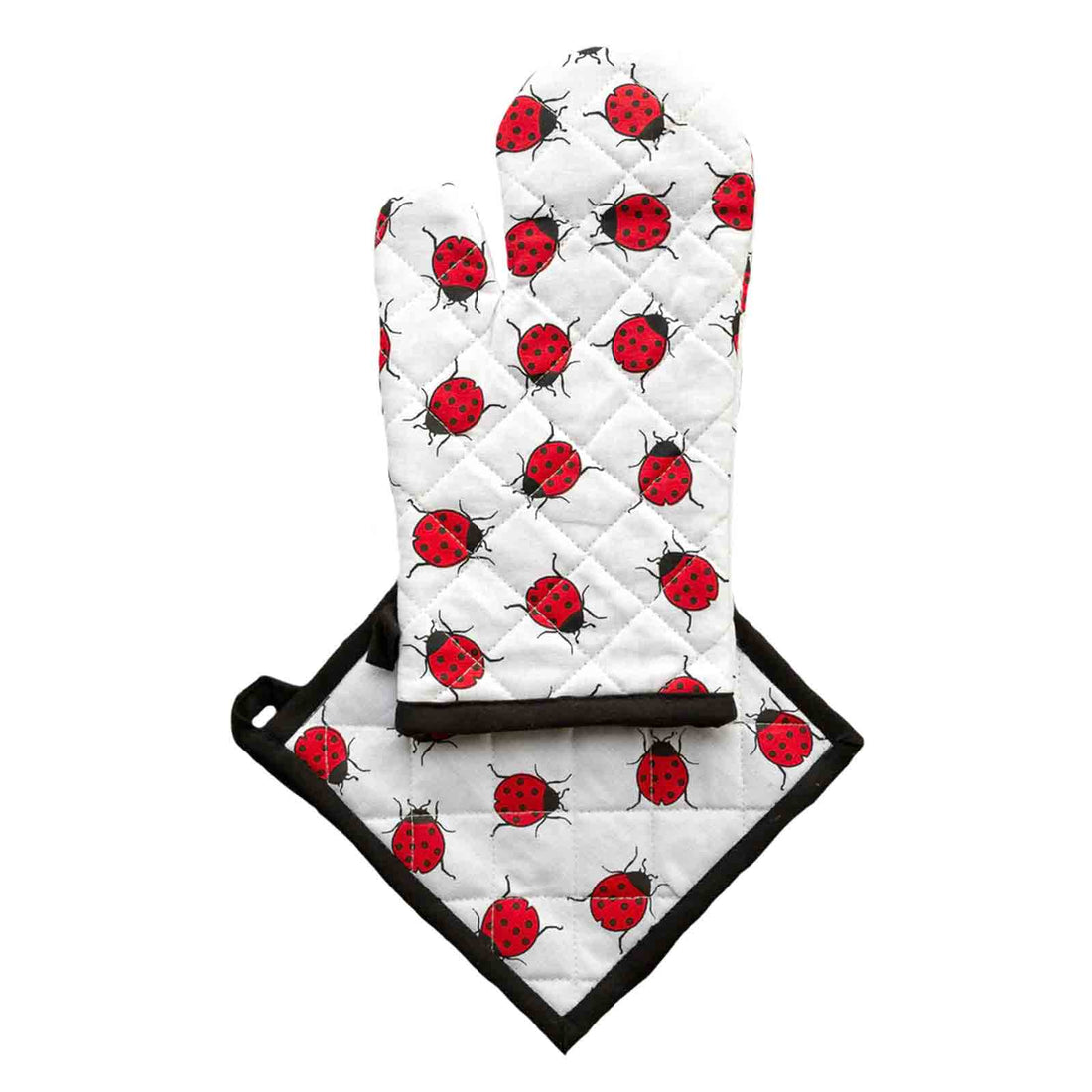 Ladybird 100% Cotton Pot Holder and Oven Mitt Set