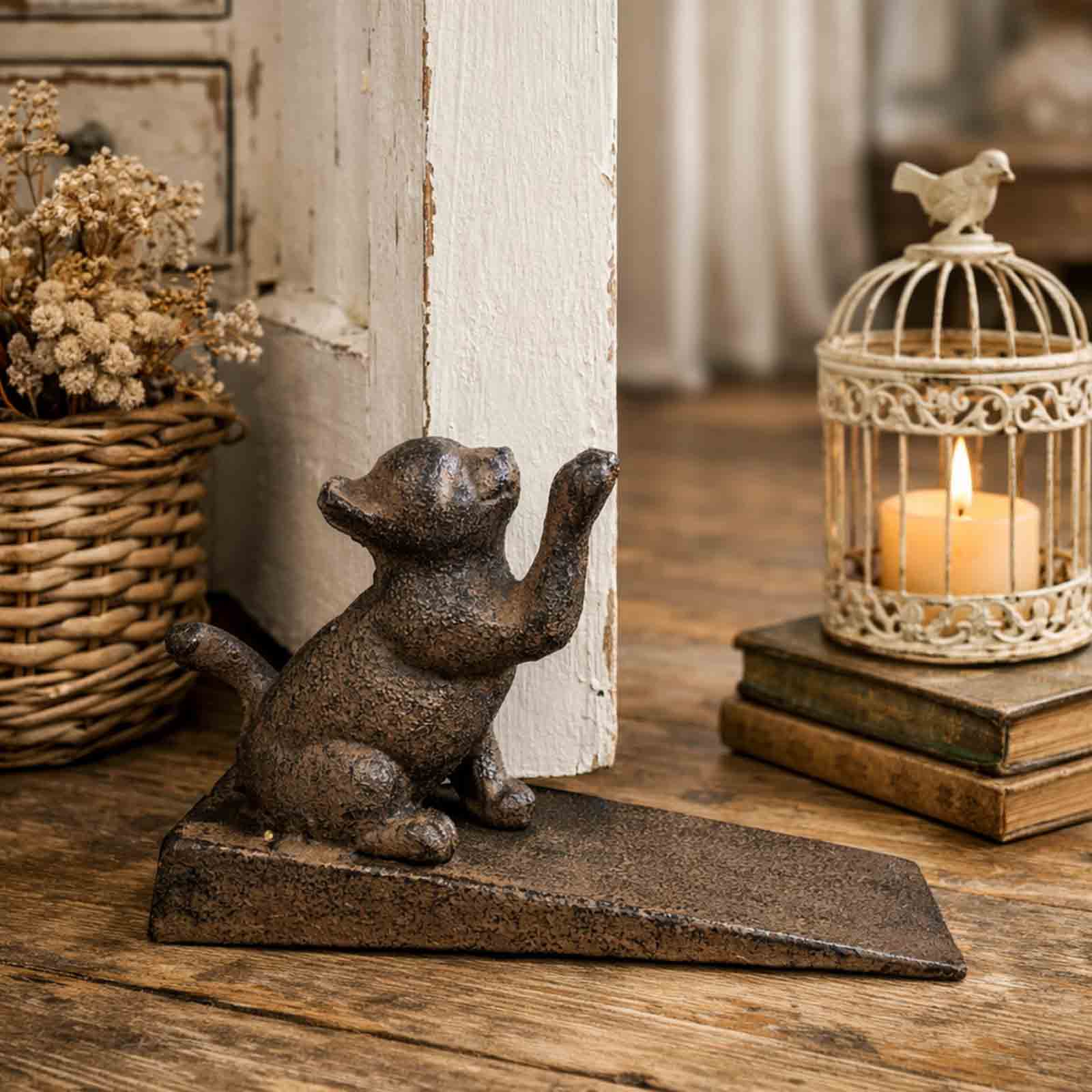 Cat Cast Iron Wedge Doorstop