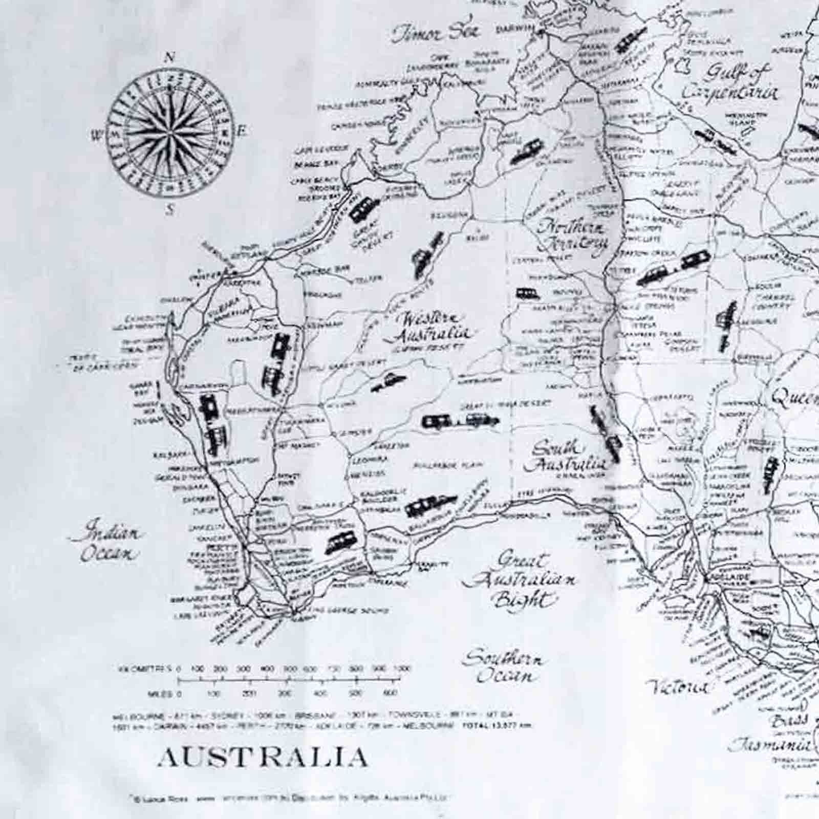 Map of Australia 100% Cotton Tea Towel