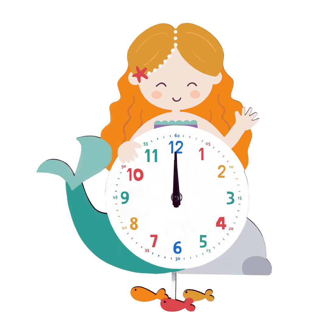 Mermaid Kids Pendulum Wall Clock