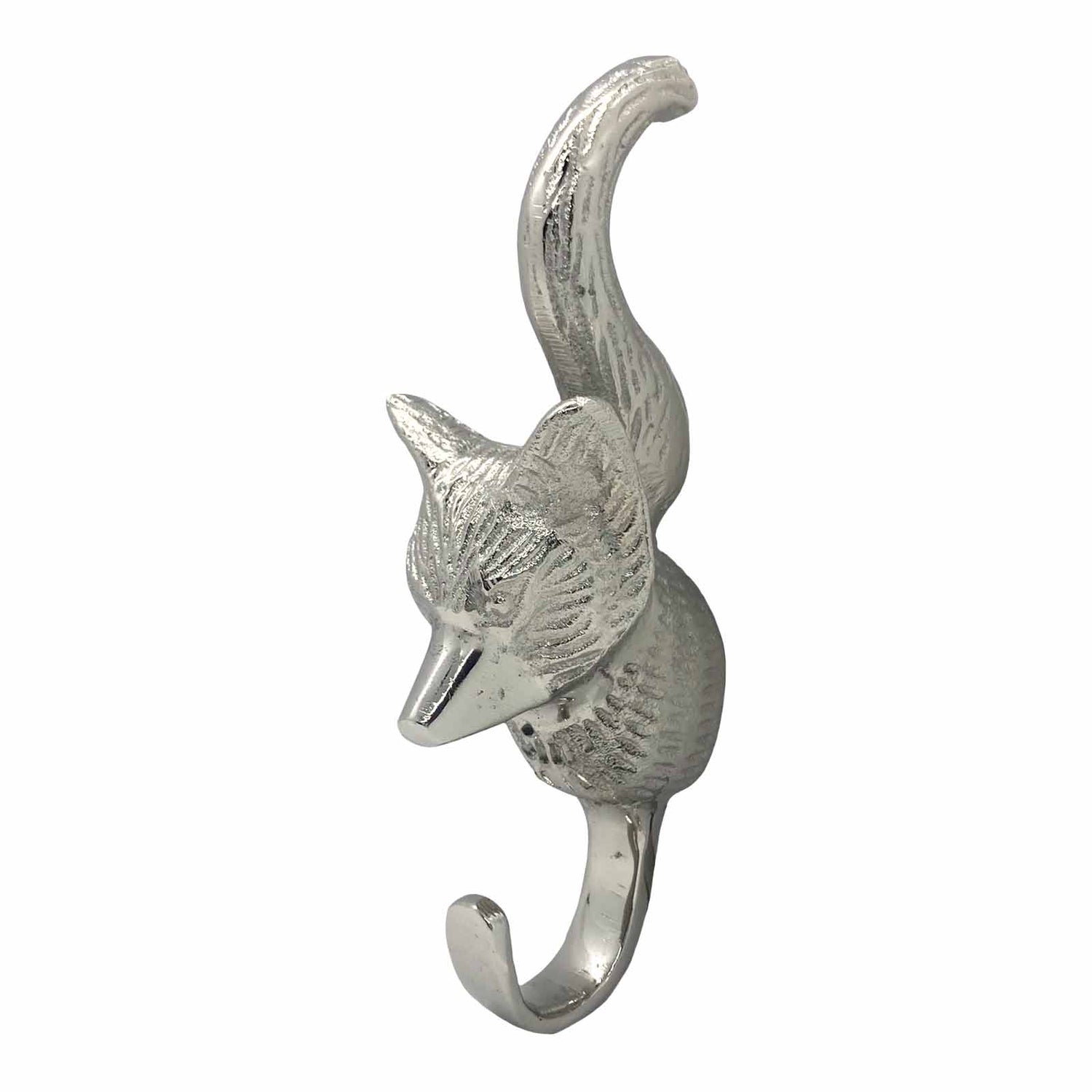 Metal Fox Wall Hook - Silver