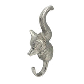 Metal Fox Wall Hook - Silver