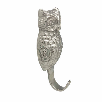 Metal Owl Wall Hook - Silver