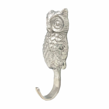 Metal Owl Wall Hook - Silver