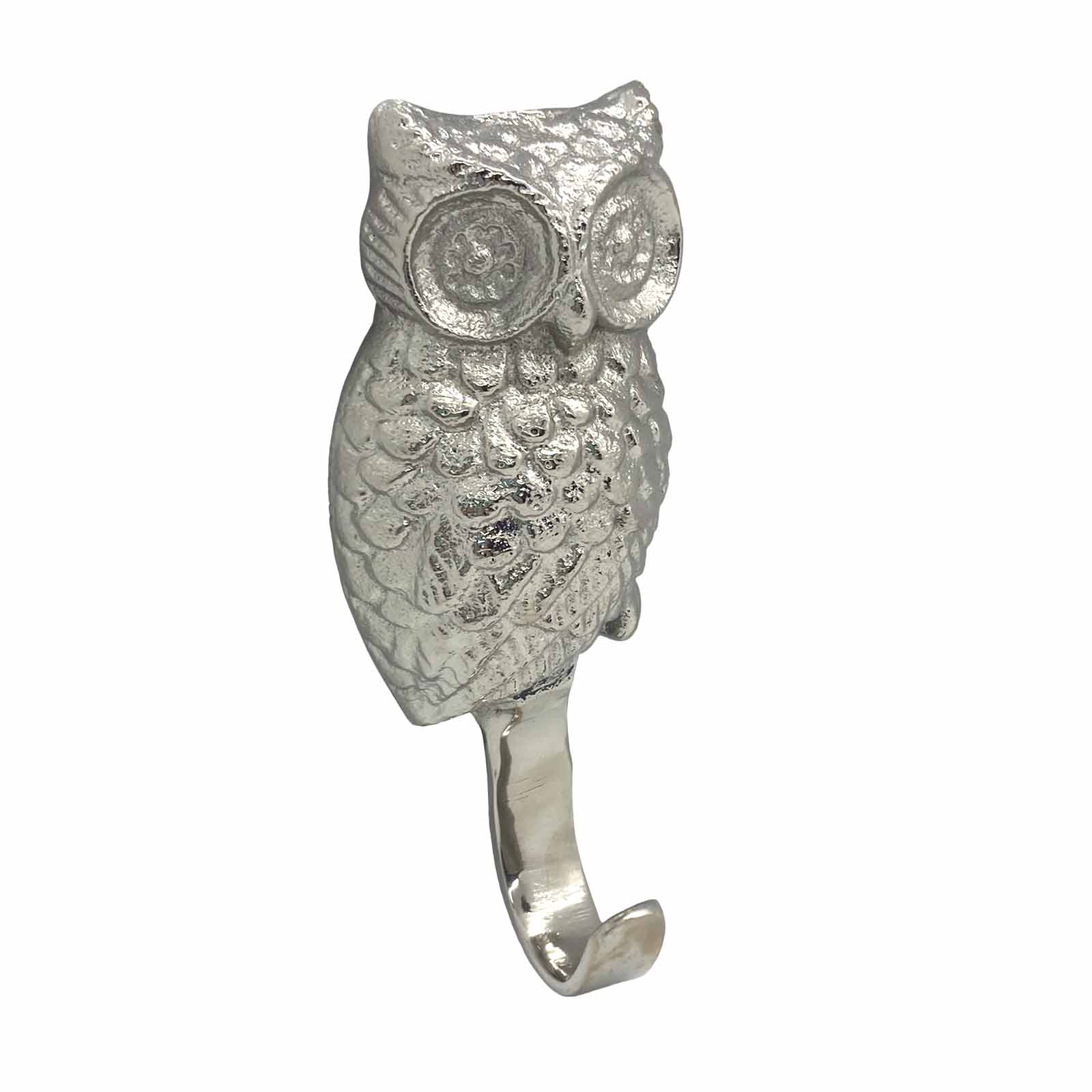 Metal Owl Wall Hook - Silver