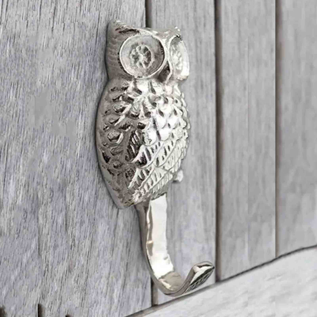 Metal Owl Wall Hook - Silver