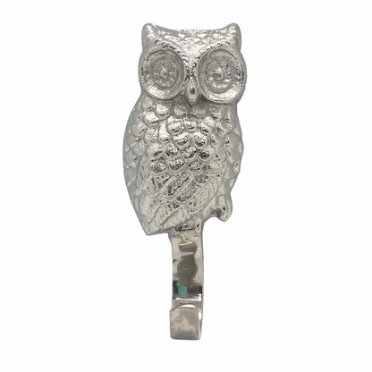 Metal Owl Wall Hook - Silver