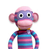 Molly 70cm pink, purple and blue xxl striped sock monkey
