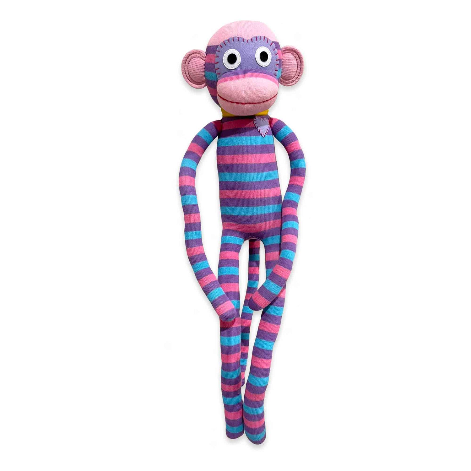 Molly 70cm pink, purple and blue striped sock monkey
