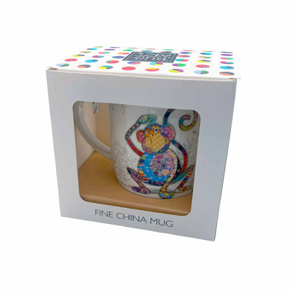 Monty Monkey Bug Art Kooks Fine China Coffee Mug Gift Boxed