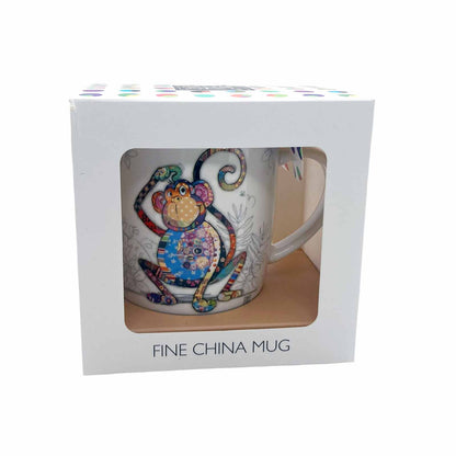 Monty Monkey Bug Art Kooks Fine China Coffee Mug Gift Boxed