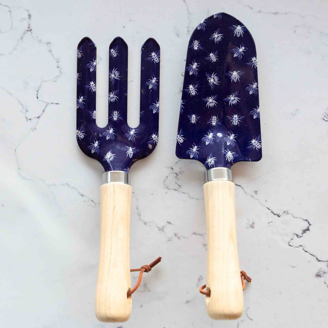 NAVY SKETCH BEES Set of 2 Gardening Tools
