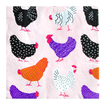 Paper Napkins Bright Hens 3 Ply Serviettes Pack of 20