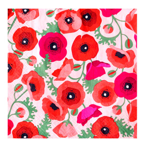 PAPER NAPKIN - POPPIES 33cm Pack of 20