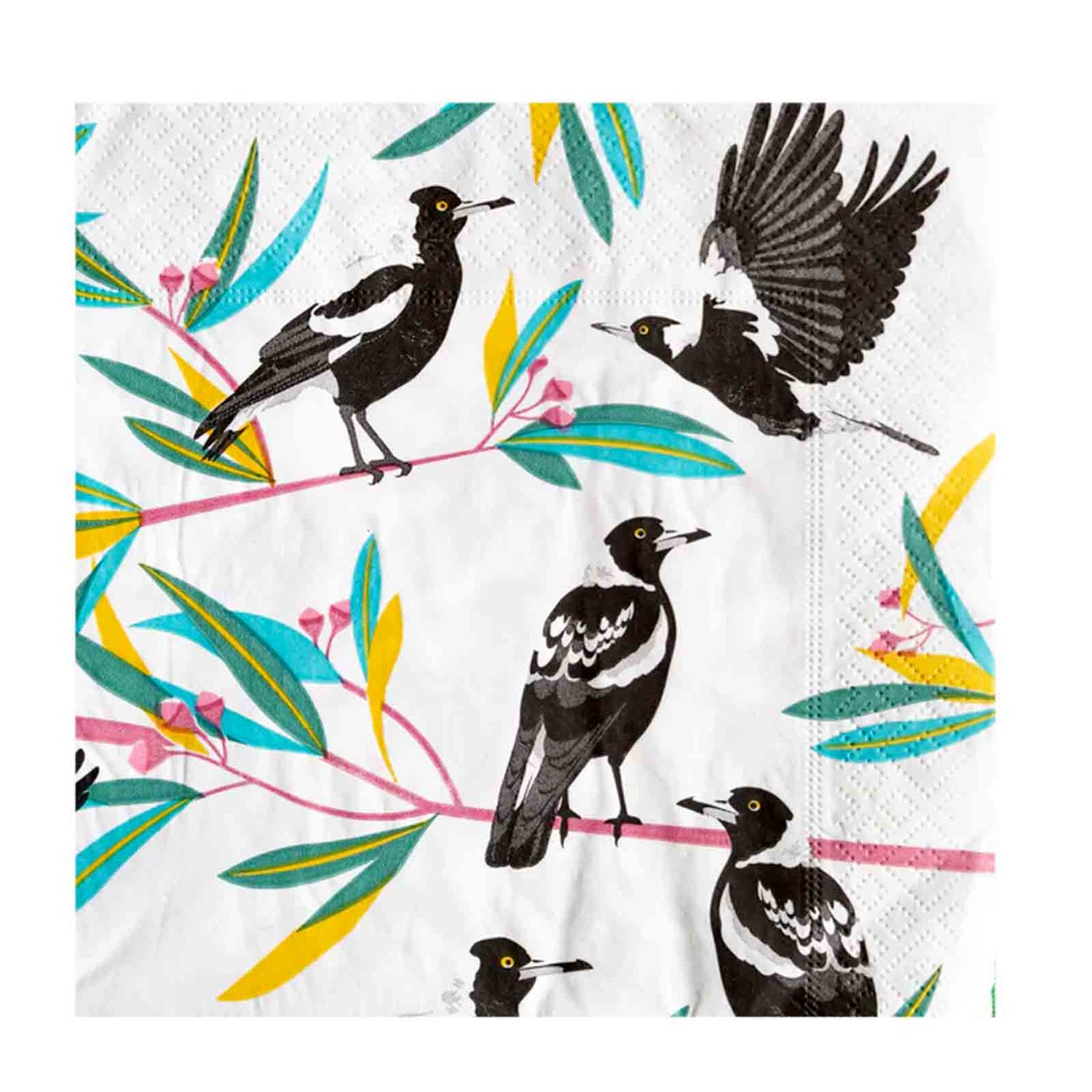 Paper Napkins Magpies 3 Ply Serviettes 33cm - Pack of 20