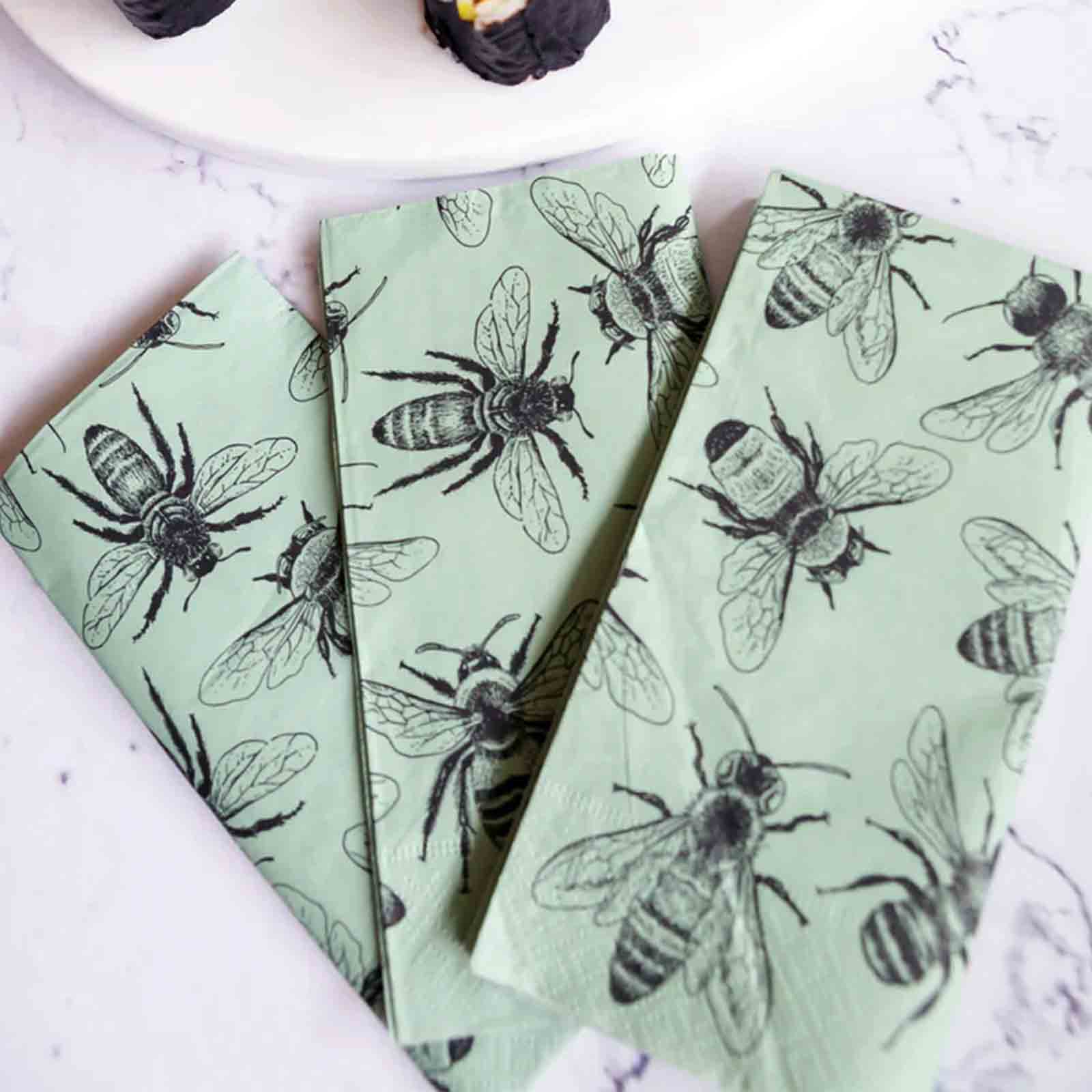 Paper Napkins Sketch Bees 3 Ply Serviettes Pack of 20