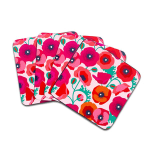 Poppies Resin Coasters - Set of 4