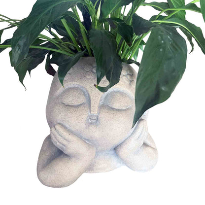 Monk Head Resin Planter - Indoor or Outdoor Pot Planter