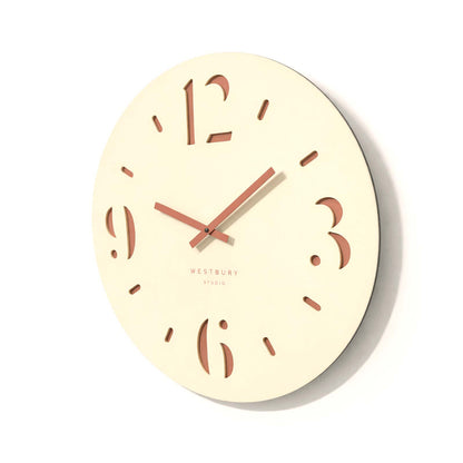 Westbury Studio 50cm Sandstone Wall Clock with Dusty Pink hands and numbers
