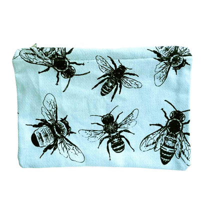 Sketch Bees 100% Cotton Zip Pouch Coin Purse Makeup Bag Pencil Case