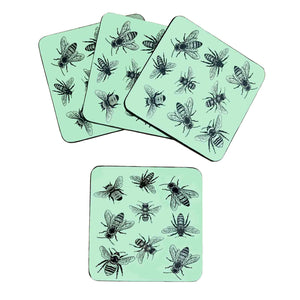 Sketch Bees Resin Coasters - Set of 4