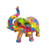 Colorful elephant figurine on a white background