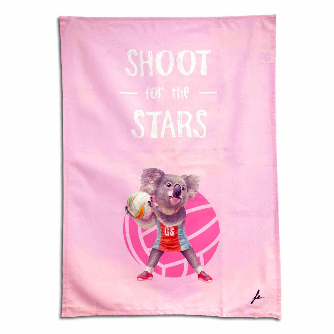 Shoot for The Stars Sporty Koala Tea Towel - Koala in a Netball outfit
