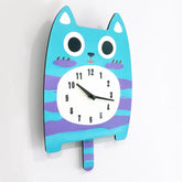 Striped Cat Pendulum Wall Clock